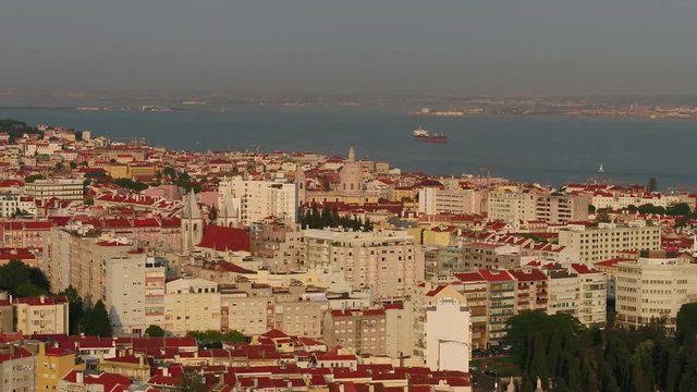 Aerial Portugal Lisbon June 2018 Sunny Day 90mm Zoom 4K Inspire 2 Prores  Aerial video of downtown Lisbon in Portugal on a sunny day with a zoom lens.