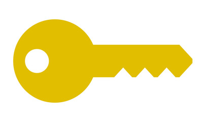 Key symbol icon - golden simple, isolated - vector