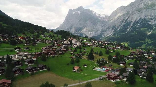 Village of Wengen, Switzerland, aerial