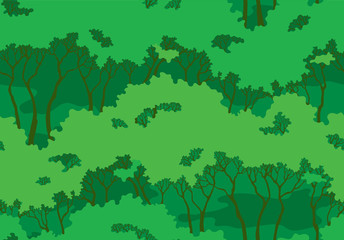 Seamless pattern  forest. Vector background with Summer green trees