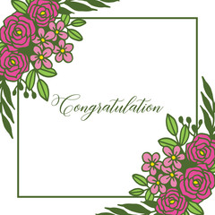 Vector illustration floral frame beauty for write congratulation hand drawn