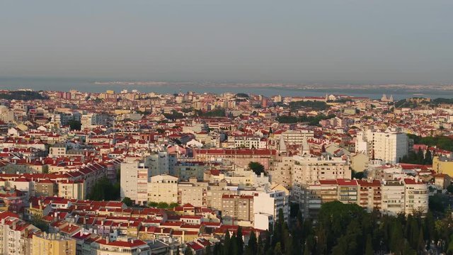 Aerial Portugal Lisbon June 2018 Sunny Day 90mm Zoom 4K Inspire 2 Prores  Aerial video of downtown Lisbon in Portugal on a sunny day with a zoom lens.