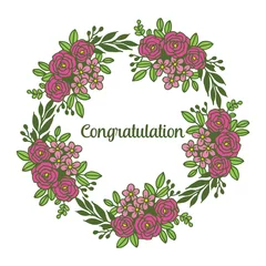 Fotobehang Bloemen Vector illustratie groet felicitatie met afbeelding van een handgetekende bloem frame