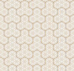 Seamless traditional Japanese geometric ornament .Golden color lines.