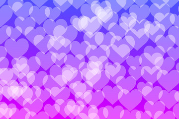 Bokeh lights with hearts gradient background template. 