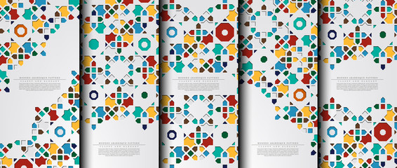 Modern arabesque Hexagonal classic pattern collection background template vector
