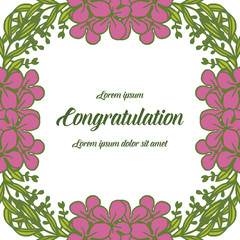 Vector illustration lettering congratulation with crowd of floral frame hand drawn