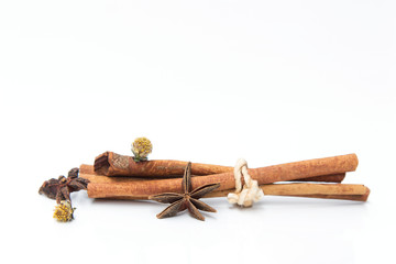 Herbal ingredient on white background table for healthy eating 