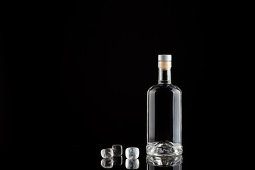 bottle of vodka on black background - obrazy, fototapety, plakaty