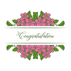 Vector illustration shape floral frame with lettering congratulation hand drawn