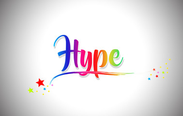 Hype Handwritten Word Text with Rainbow Colors and Vibrant Swoosh.