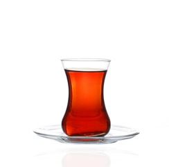 Turkish tea in traditional glass isolated on white background