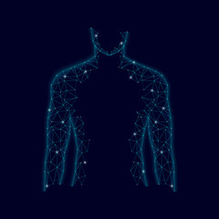 Men silhouette 3d low poly geometric model. Future science technology polygonal geometric wire mesh vector illustration