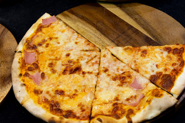chef prepares delicious pizza on the kitchen