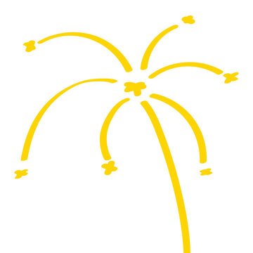 Handgezeichnetes Feuerwerk in gelb
