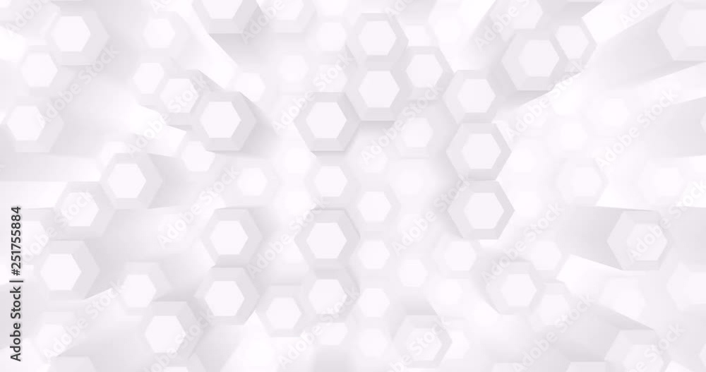 Poster 60fps abstract cg digital light loopable background - white hexagons seamless loop 4k animation