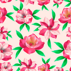 Beautiful floral seamless pattern on light background. Packaging material or textile.