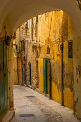 View of a narrow street in the center of Nazareth, Israel