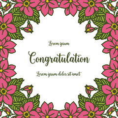 Vector illustration write congratulation with pink flower frame white background hand drawn