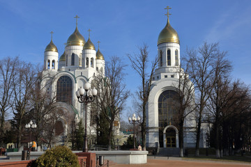 Fototapeta na wymiar Exterior of the Cathedral of Christ the Savior. Architect - Oleg Kopylov. Kaliningrad, Russia