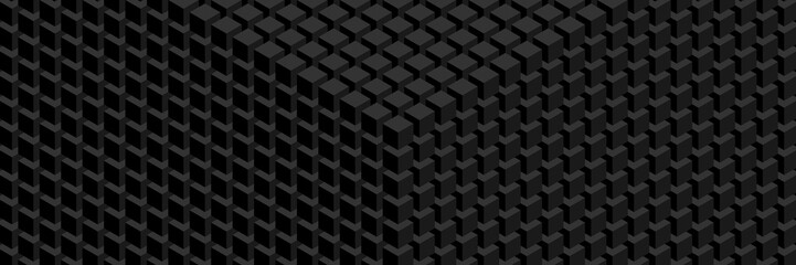 Trendy widescreen geometric background in isometric style. A wall of cubes.