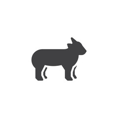 Goatling side view vector icon. filled flat sign for mobile concept and web design. Goat standing glyph icon. Farm animal symbol, logo illustration. Pixel perfect vector graphics