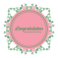 Vector illustration greeting card congratulation with leaf flower frame model hand drawn