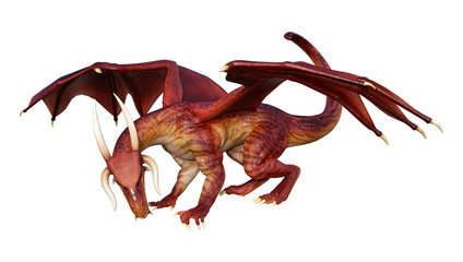 3D Rendering Fairy Tale Dragon on White