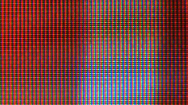 Close-up of the Monitor's Pixels. RGB pixels on the TV.
