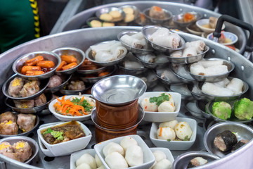 Dim-sum traditional chinese food steamed in pot