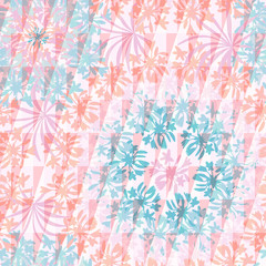 Abstract floral geometric seamless pattern with flowers and triangles. Psychodelic pattern in light pastel  for textiles, sportswear, swimwear, paper, web, apparel.