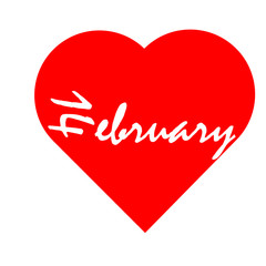 14 february and red heart sign