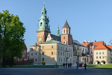 Fototapeta na wymiar On Wawel Hill is a complex of architectural monuments, of which the most important are the Royal Castle and the Cathedral of St. Stanislav and Wenceslas. Wawel - a symbol of Poland