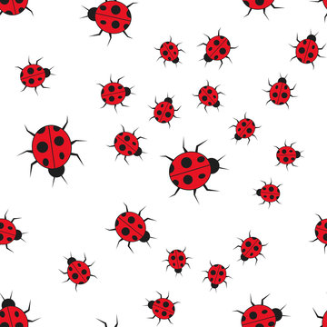 Ladybugs seamless pattern in cartoon style