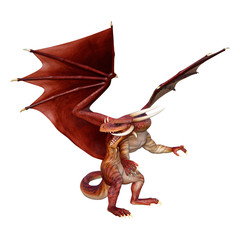 3D Rendering Fairy Tale Dragon on White