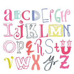 Vector hand drawn funky decorative font for your design.