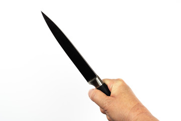 Butchers knife holding in hand