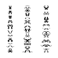 Set of hand-drawn decorative elements. vector black and white illustration