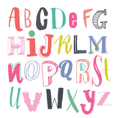 Vector hand drawn funky decorative font for your design.