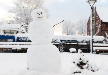 Snowman in the park.