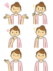 女性 6種類の仕草やポーズ セット