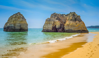 Fototapeta na wymiar Big rocks the ocean in Portugal