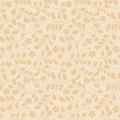 light beige seamless pattern with floral branches - vector decorative background