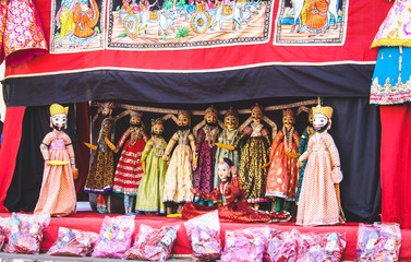 Puppet show outside the city palace at Jaipur, India