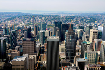 Fototapeta premium Seattle, USA, August 31, 2018: Seattle Aerial View.