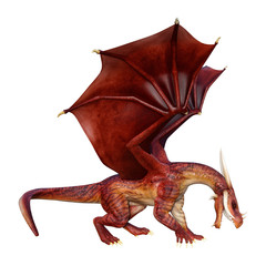 3D Rendering Fairy Tale Dragon on White