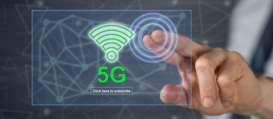 Man touching a 5g concept