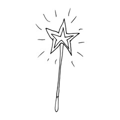 Hand drawn doodle magic wand.Perfect for invitation, greeting card