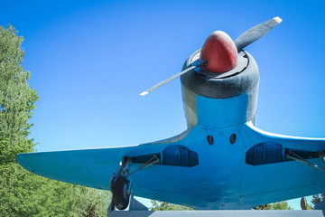 Airplane in museum on nature background