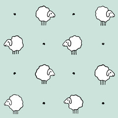 Sheep. Seamless vector pattern. Hand drawing ink texture